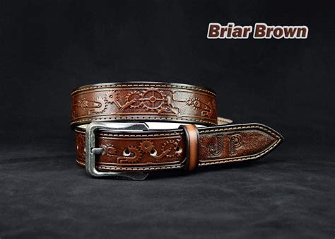 Personalized Steampunk Tooled Leather Belt Western Belt Mens Etsy