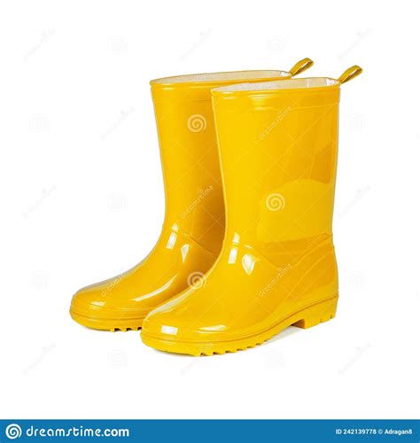 Yellow Rubber Boots Isolated On White Background Royalty Free Stock