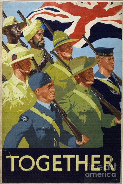 British Commonwealth War Time Propaganda Poster Together Painting By Muirhead Gallery Fine Art