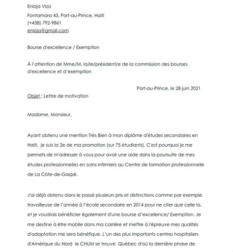 Exemple De Lettre De Motivation Pour Immigrer Au Canada  AUTOMASITES