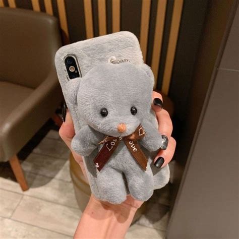 heartley unique fuzzy faux fur 3d plush bear case iphone x in 2022 fluffy phone cases iphone