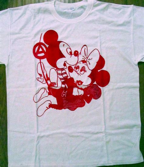 Mickey And Minnie Mouse Sex T Shirt Punk Cartoon Tee Red Print The
