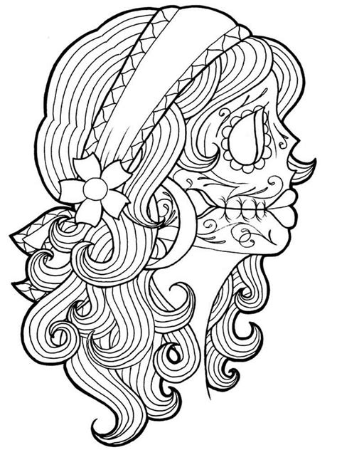 Sugar skull art, coloring pages, and more! Dia De Los Muertos coloring pages for adults. Free ...