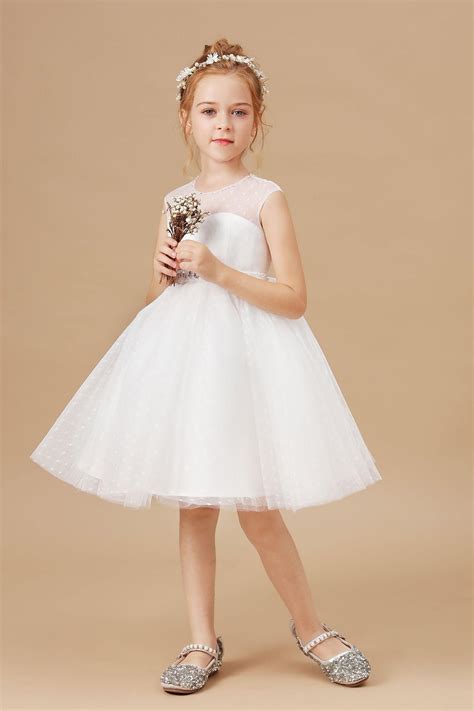 Sleeveless Ivory Lace Tulle Flower Girl Dresses Fl0029 Shopperboard