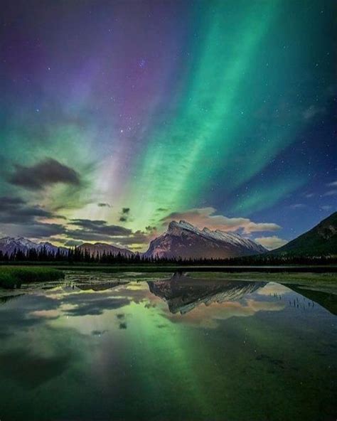 Northern Light Seen At The Banff National Park West Of Calgary In The