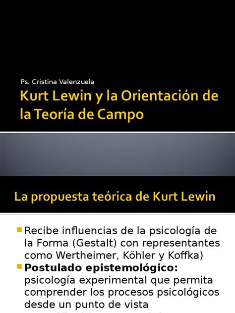 Clase 8 Kurt Lewin Y La Teoría De Campo Campo Física Tensión