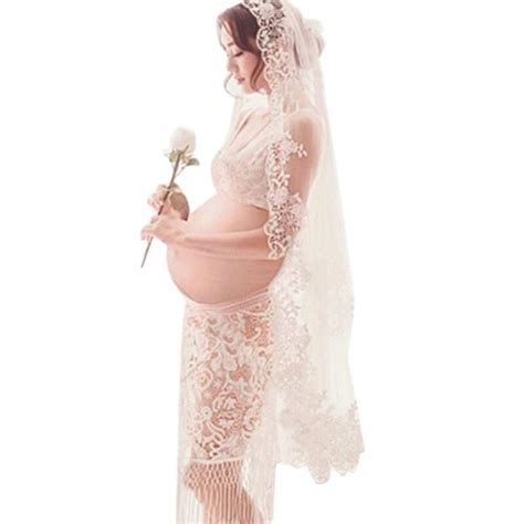 Lace Maternity Photography Props Clothes Pregnancy Gown Set Dresses For