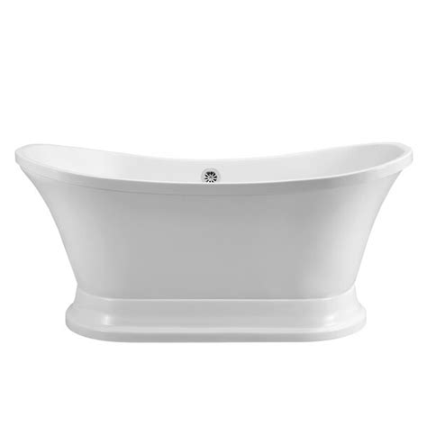 Streamline White 60 Inch Free Standing Soaking Tub With External Drain
