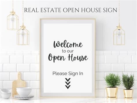 Open House Sign In Welcome Sign Printable Pdf Sign For Realtors Real