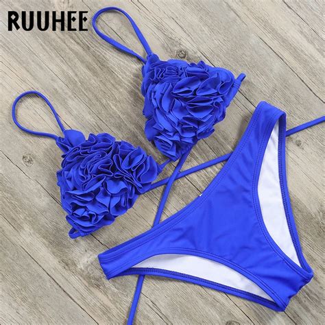 Ruuhee New Design Bikini Swimwear Women Swimsuit Brazilian Bikini Set Ruffle Bathing Suit Push