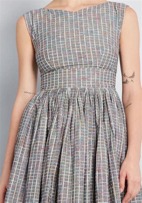 Modcloth Fabulous Fit And Flare Dress With Pockets Gray Modcloth