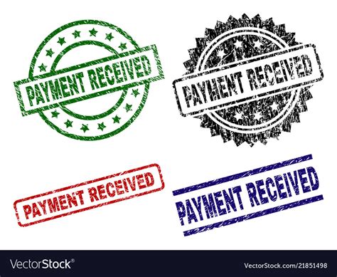 Damaged Textured Payment Received Seal Stamps Vector Image