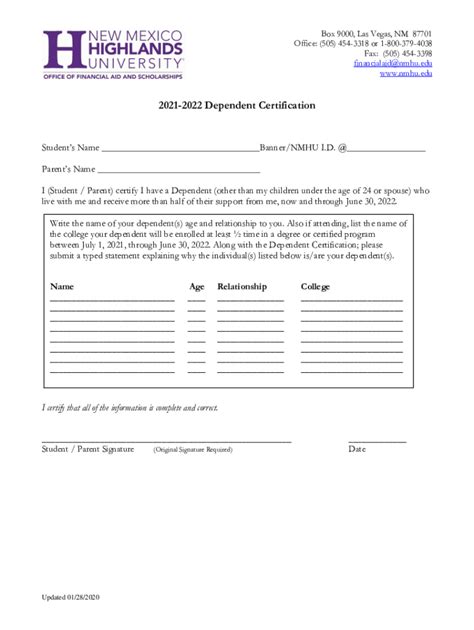 Fillable Online Its Nmhu Nmhu Identification Information Fax Email