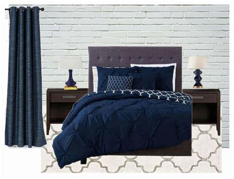 I'm thinking of painting the wallpaper to keep the texture when i update the room to navy blue and gray. Navy Blue and Gray Bedroom Ideas - The Handyman's Daughter