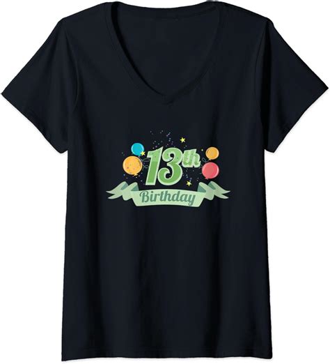 Womens 13th Birthday V Neck T Shirt Clothing Shoes And Jewelry