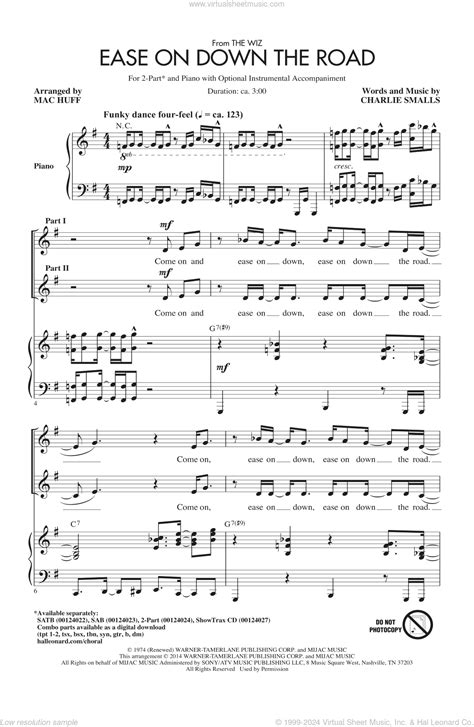 Ease On Down The Road Sheet Music For Choir 2 Part Pdf