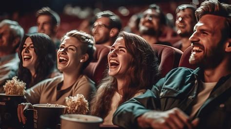 Premium Ai Image Group Of Cheerful People Laughing While Watching