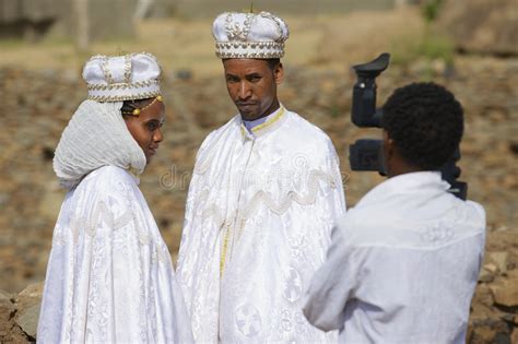 Couple Do Wedding Photography In Traditional Dresses Axum Ethiopia