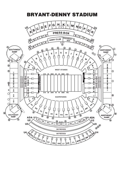 Bryant Denny Stadium Seating Chart Printable Pdf Download