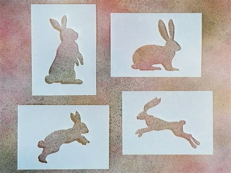 Rabbit And Hare Stencils Pack Of 4 Reusable Mylar Sheets 10 Etsy Uk In