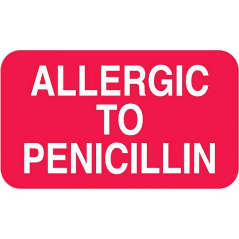 Arden Label Map3380 Allergic To Penicillin Label 1 12w X 78h