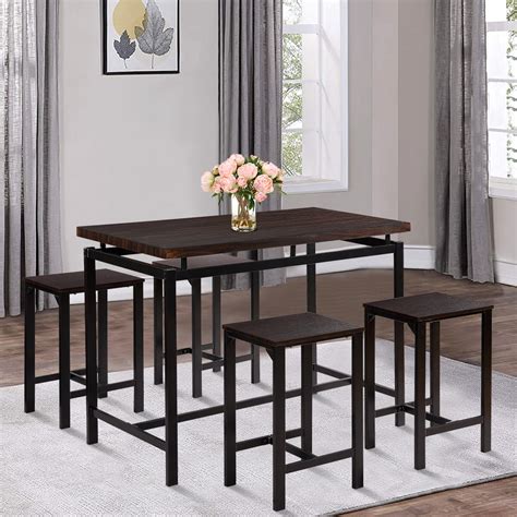 5 Piece Kitchen Table And Chair Set Btmway Modern Metal Counter Height