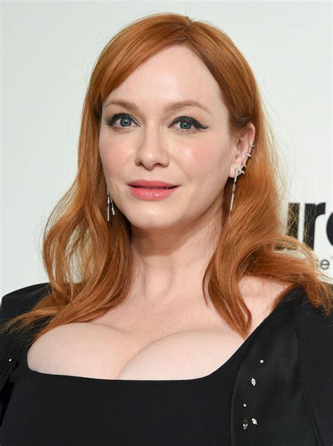 Christina Hendricks Shows Off Her Big Boobs At The 28th Annual Elton John Oscar Viewing Party