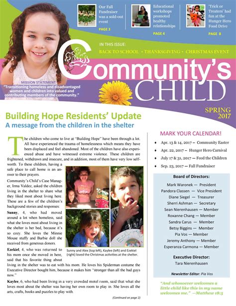 Communitys Child Newsletter Spring 2017 By Communitys Child Issuu