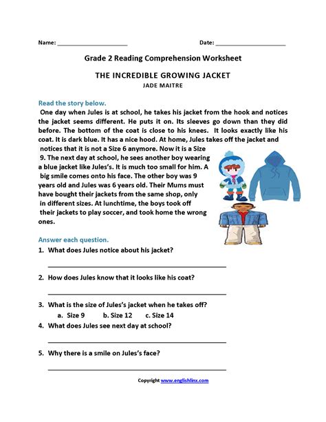 Reading Comprehension 2nd Grade Worksheet