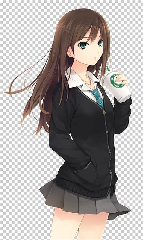 Tomboy Anime Girl With Brown Hair And Green Eyes