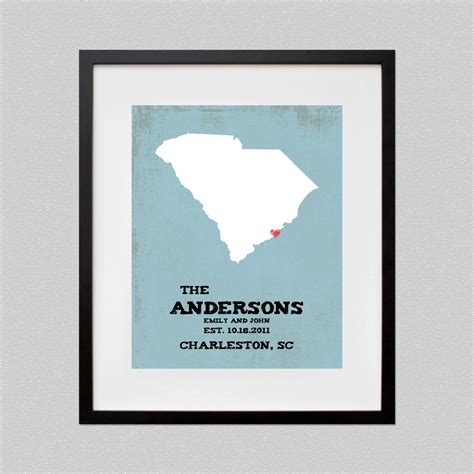 South Carolina Rustic Style Personalized State Map Art Etsy