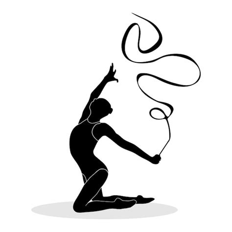 Premium Vector Rhythmic Gymnastics Dancing Girl Silhouette Using Ribbon