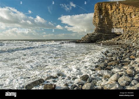 Nash Point Beach At High Tide On The Glamorgan Heritage Coast South