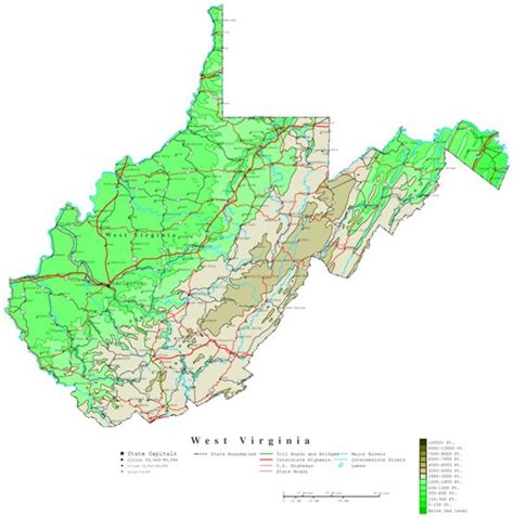 Topographic maps of virginia ✅. West Virginia Contour Map