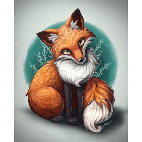 5d Diy Diamond Painting Fluffy Red Fox Cartoon Drawing Cartoon Fox
