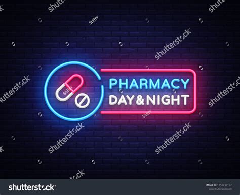 Pharmacy Neon Signboard Vector Medical Neon Glowing Symbol Light