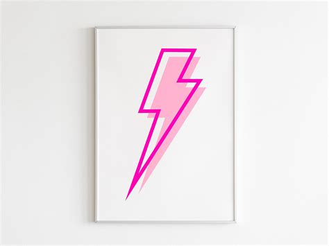Pink Lightning Bolt Poster Preppy Wall Art Fun Room Decor Pink