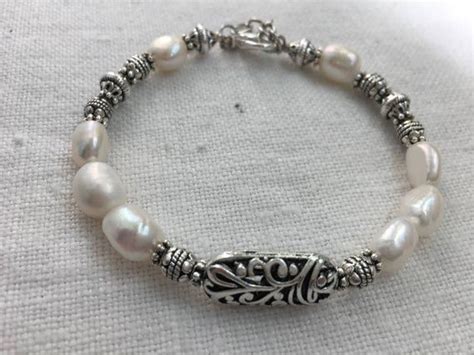 White Baroque Pearl And Silver Bracelet Pearl And Silver Etsy