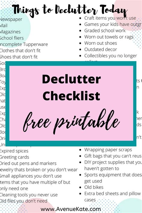 Declutter Checklist Free Printable Declutter Checklist Declutter