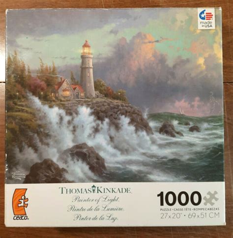 Ceaco Thomas Kinkade Conquering The Storms Lighthouse 1000 Pc Puzzle Complete For Sale Online Ebay
