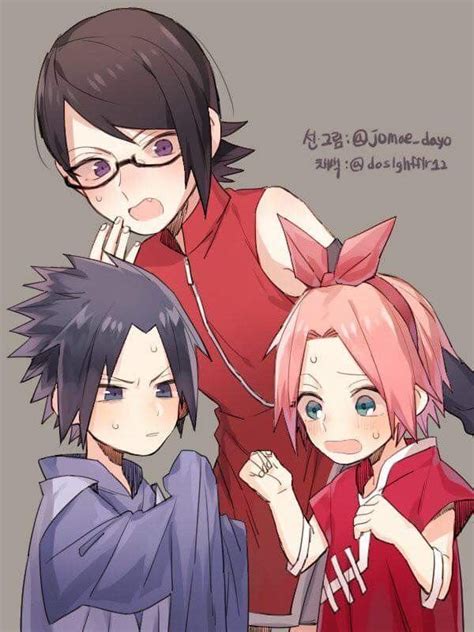Sarada Meets Little Sasuke And Sakura ️ ️ ️ Naruto Shippuden Anime