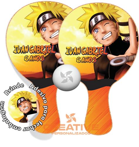 Kit Raquetes Ping Pong Lembrancinha Naruto Elo7