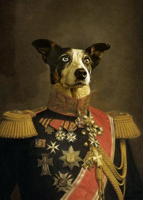 Dog In Military Uniform Painting Ubicaciondepersonascdmxgobmx