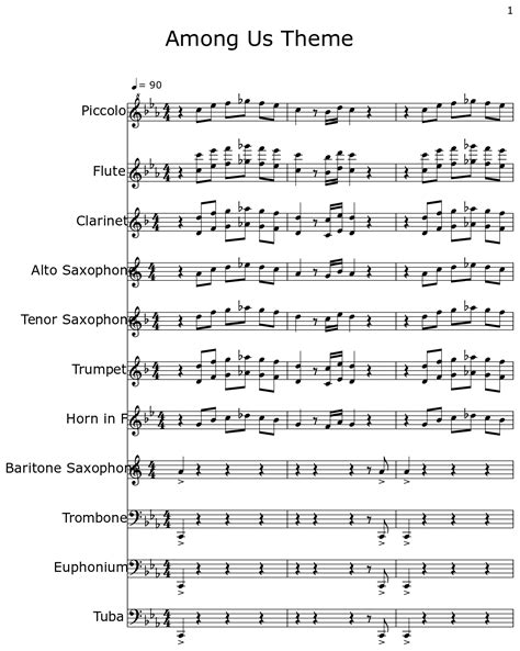 Among Us Theme Sheet Music For Piccolo Flute Clarinet Alto