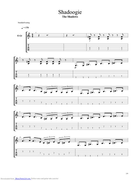 Shadoogie Guitar Pro Tab By The Shadows