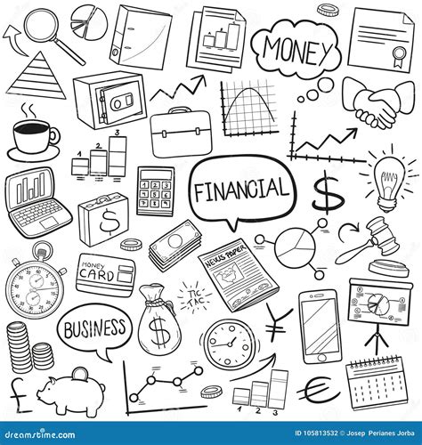 Finance Business Bank Equipment Traditional Doodle Icons Sketch Hand