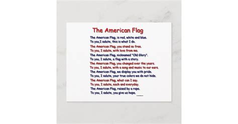 American Flag Poem Postcard Zazzle