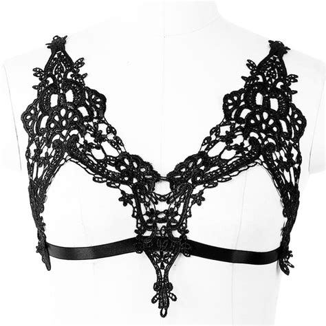 Sexy Sheer Lace Bra Body Harness Lingerie Cage Bralette Black Elastic