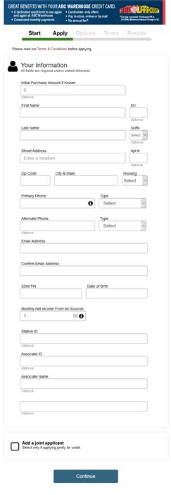 Apply mens warehouse credit card using the online application. ABC Warehouse Credit Card Application, Login, Bill Pay & Reviews