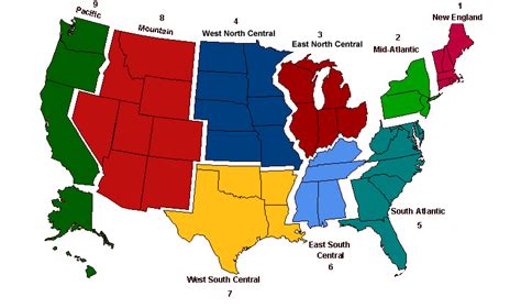 United States 8 Regions Map